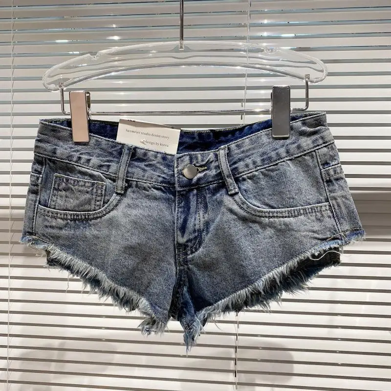 High Street Style Fashion Hot Pants Summer 2023 New Brushed Distressed Wash Denim Fashion Casual Shorts Shorts for Women