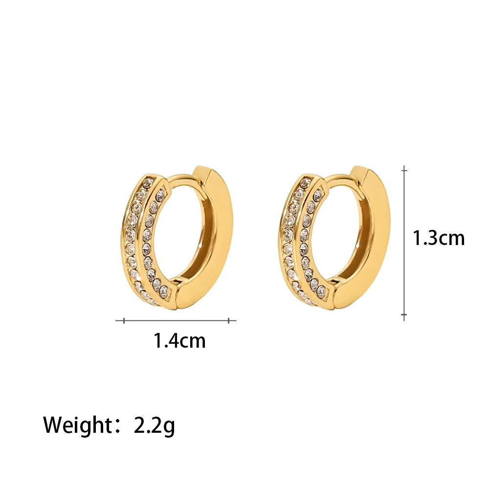 Stainless Steel PVD 18K Gold Plated Tarnish Waterproof Colorful Rhinestoned Hoop Earrings For Woman Jewelry Wholesale Trendy