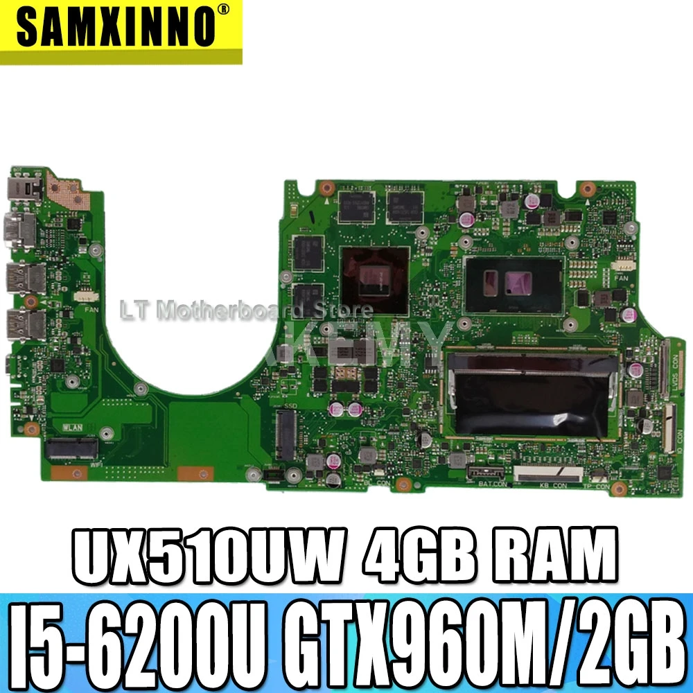 

Для Asus UX510UWK UX510UW UX510U U5000U UX510UXK Материнская плата ноутбука UX510UW материнская плата I5-6200/6198U GTX960M/2 ГБ
