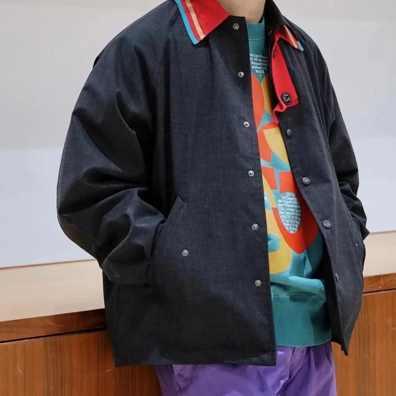 

23SS KOLOR Abe Runyi Series Patchwork Irregular Lapel Loose Jacket Men's Carbon Black Popular New Arrival Japan Style