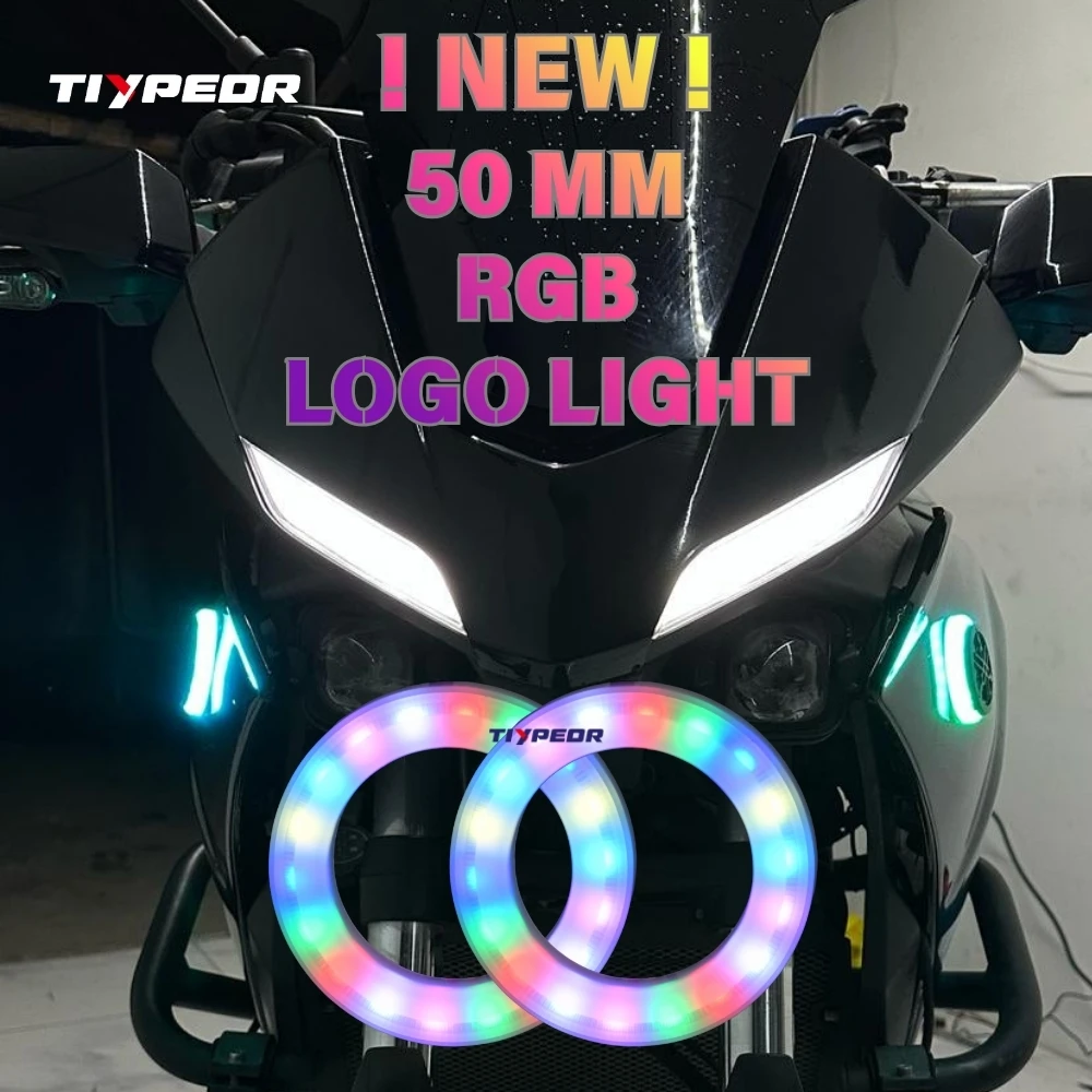 Фото Новые светодиодные кольца TIYPEOR 50 мм RGB с управлением, с крышкой, для подсветки логотипа BMW и логотипа YAMAHA №1