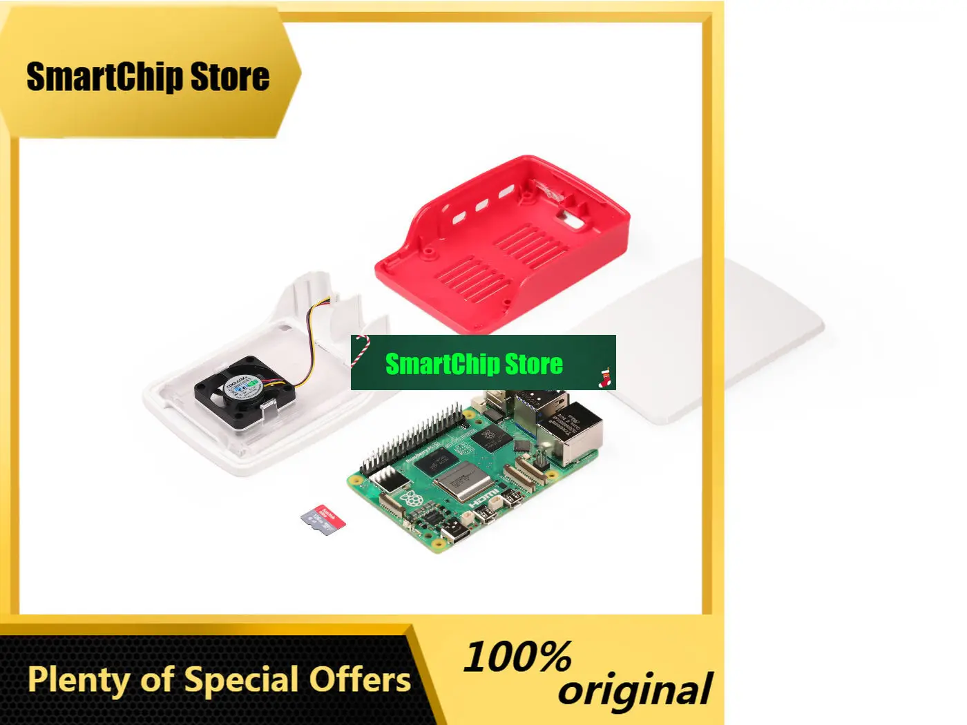 Фото Стартовый комплект SmCpRaspberry Pi 5 4GB 8GB 16GB с корпусом, вентилятором, SD-картой 128 ГБ, блоком питания, Micro HDMI и LAN-кабелем №1