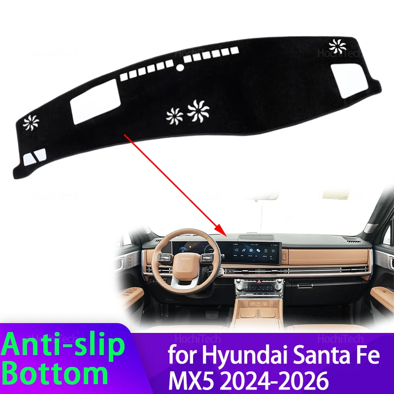 Фото Чехол на приборную панель для Hyundai Santa Fe MX5 2024 2025 2026, противоскользящий коврик от грязи, солнцезащитный козырек, коврик для приборной панели, защитный автомобильные аксессуары №1