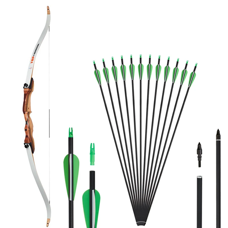 Toparchery Archery Bow Recurve Bow 62/42inch Take-Down Bow For Shooting Outdoor Sport Hunting Practice Wooden Hunting Bow