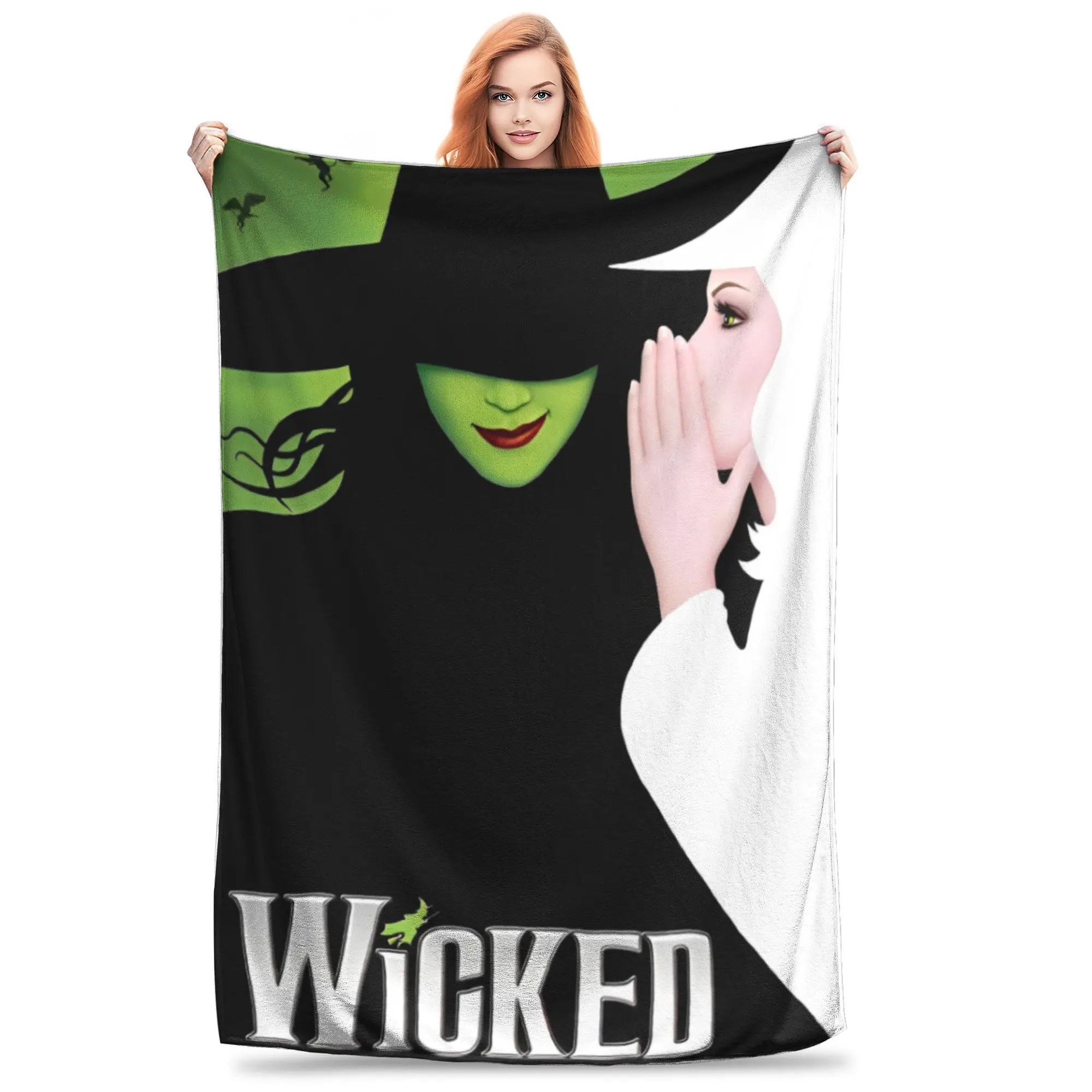 Тональное вязаное одеяло Wicked Elphaba &amp Glinda фланелевое с волшебным фильмом мягкое