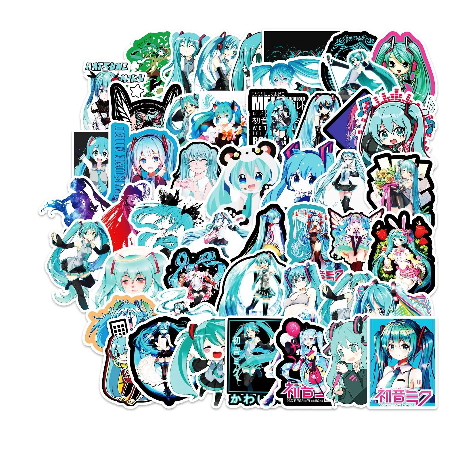 50 шт. наклейки Hatsune Miku Съемные Наклейки на чехлы-тележки для блокнота мозга