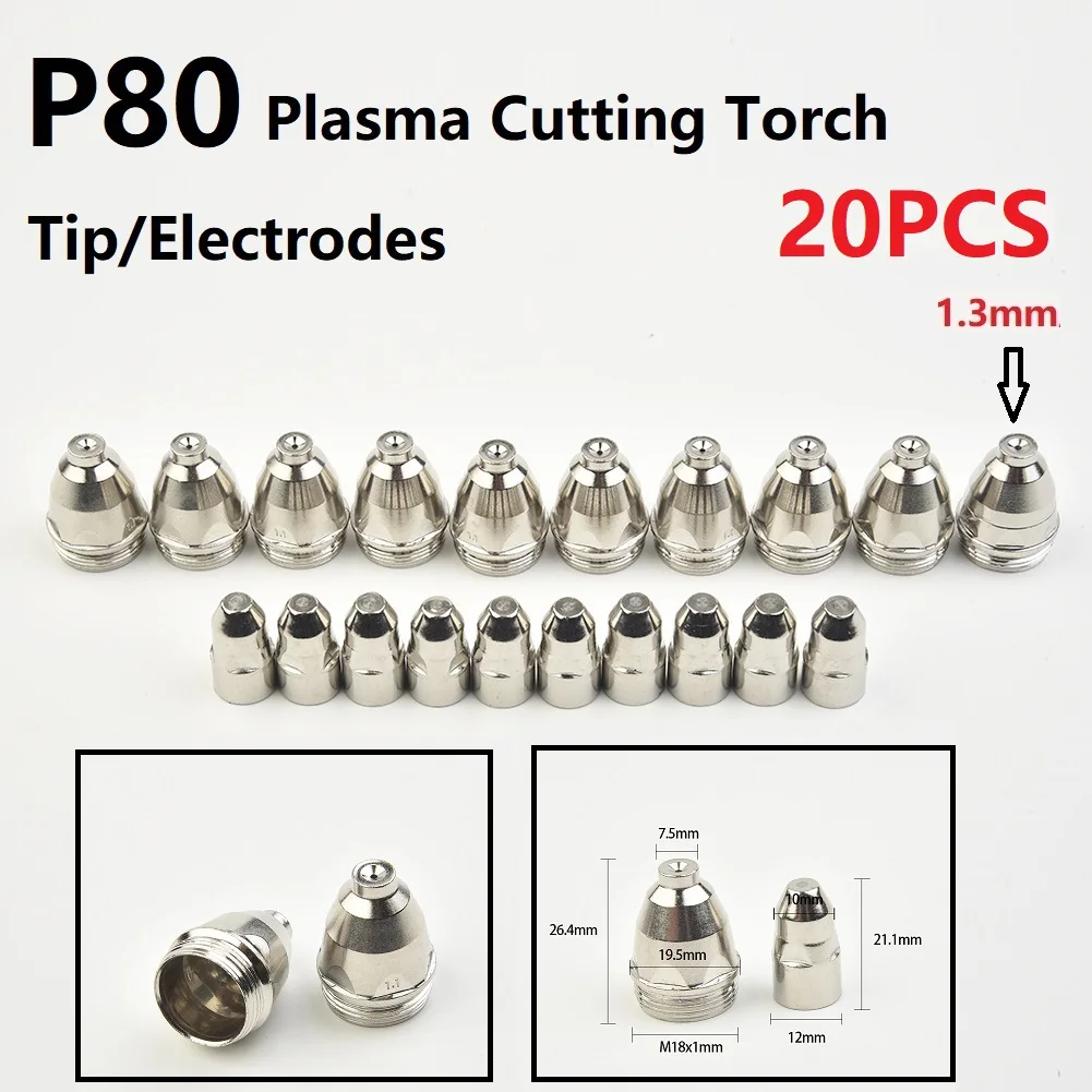 10 PCS Electrode / Nozzle Electrode Nozzle For Plasma Cutting Machine CUT-70 CUT-80 CUT-100 CUT-120 Professional Hand Tools