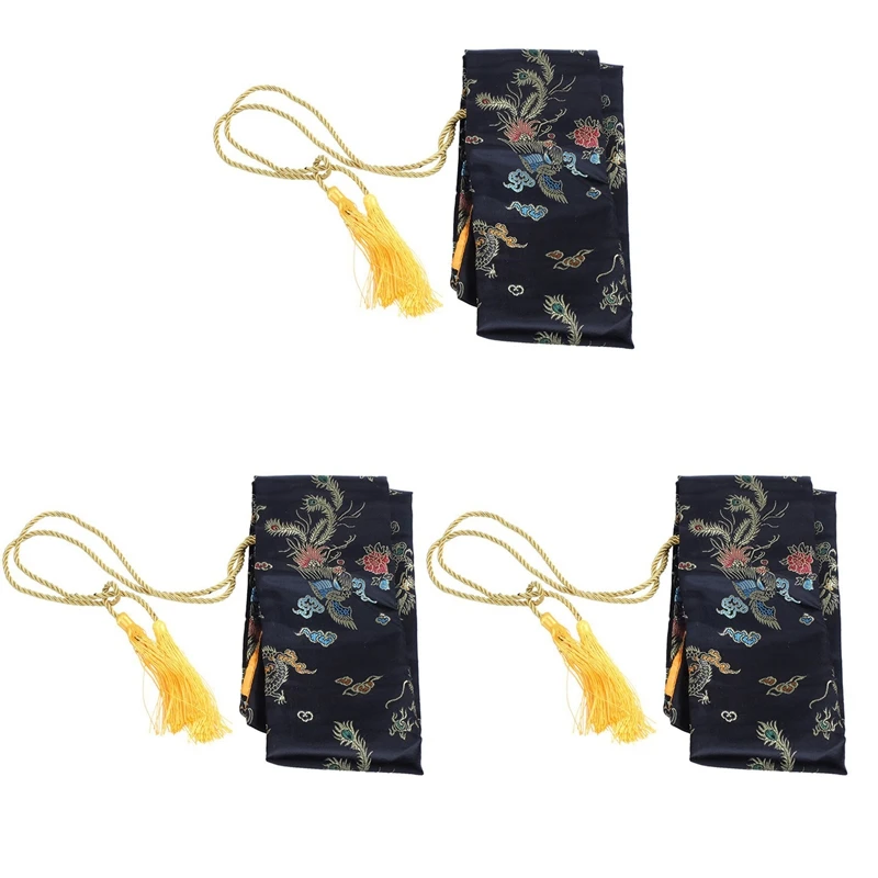 

3pcs 135cm Dragon and Phoenix Katana Samurai Sword Bag Tissu Black