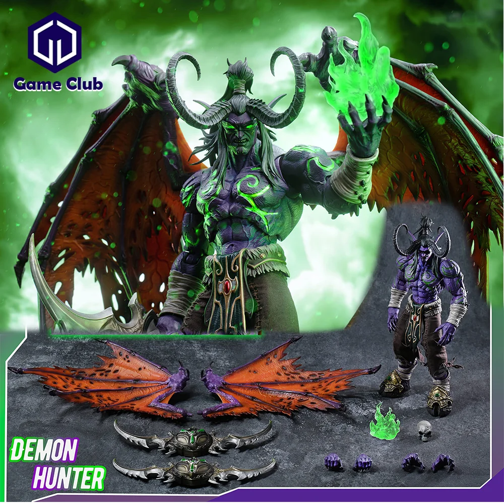 

Pre-sale 2023 Q4 1/10 HERO TOYS Dark Warrior Demon Hunter Illidan Stormrage 24cm Action Figure Movable Doll With Eyes Glow