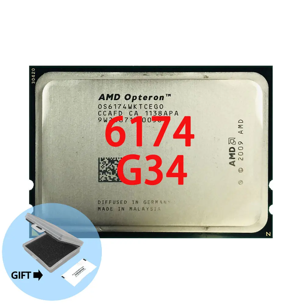 

AMD Opteron 6174 Op 6174 2.2 GHz Twelve-Core Twelve-Thread 115W CPU Processor OS6174WKTCEGO Socket G34