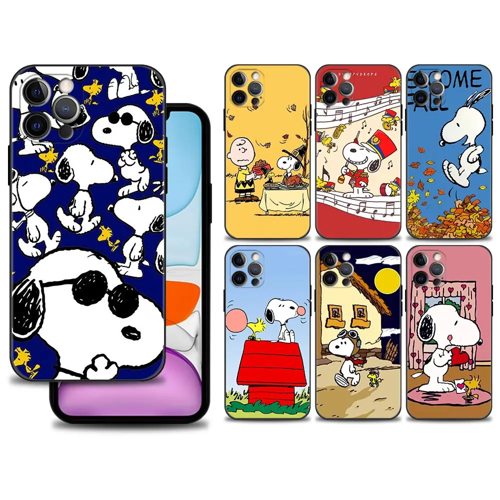 

Phone Case For iPhone 13 12 11 pro max Cover XSMax XS XR X 8 7 6 6s plus 13mini 12mini Silicone Funda Cute Snoopy