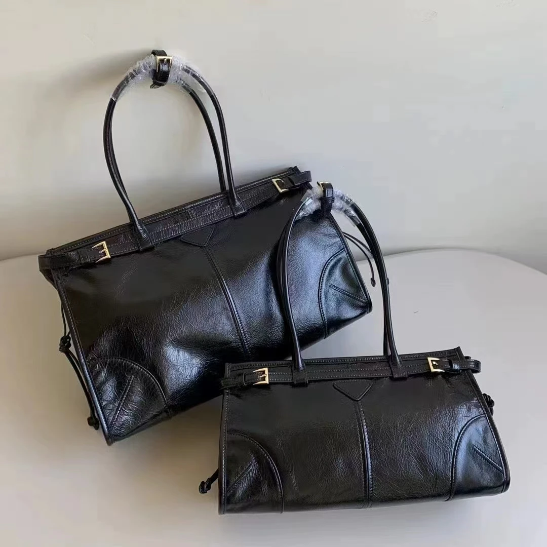 UXST Восковая блестящая кожаная сумка-тоут Последняя мотоциклетная сумка с