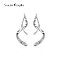 green purple 925 sterling silver simple arc type drop earrings for women fine jewelry summer party earrings accessories ce1780