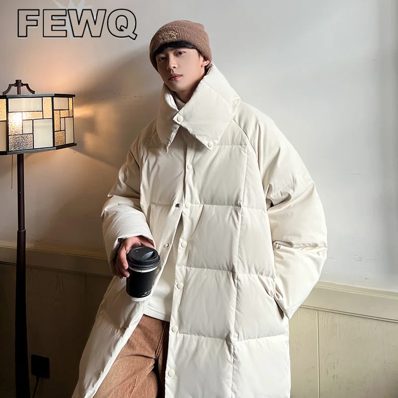 

FEWQ Solid Color Men Cotton Padded Jacket Male Lapel Casual Outwear Single Breasted Coat Thickened Couple 2022 Winter New 24B224