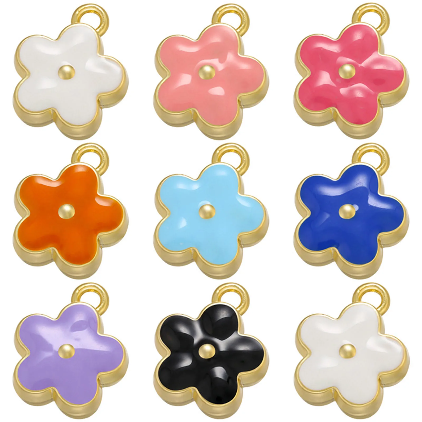 

8SEASONS Copper Sweet Flower Charms Drip Oil Enamel Flower Pendants For Diy Charms Jewelry Making Findings Multicolor 15x12.5mm