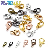 50pcspack 10mm 21mm 9 colors plated fashion jewelry findings alloy lobster clasp hooks for necklacebracelet chain diy
