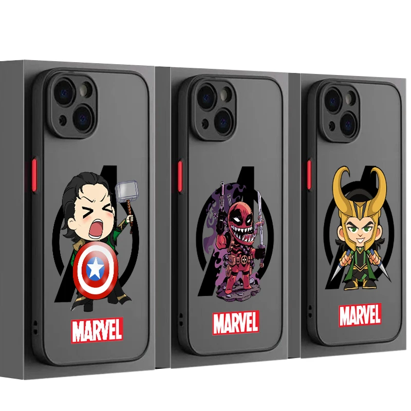 

Marvel The Avengers logo For Apple iPhone 13 12 11 Mini XS X Pro MAX 8 7 6 Plus Frosted Translucent Funda Phone Case