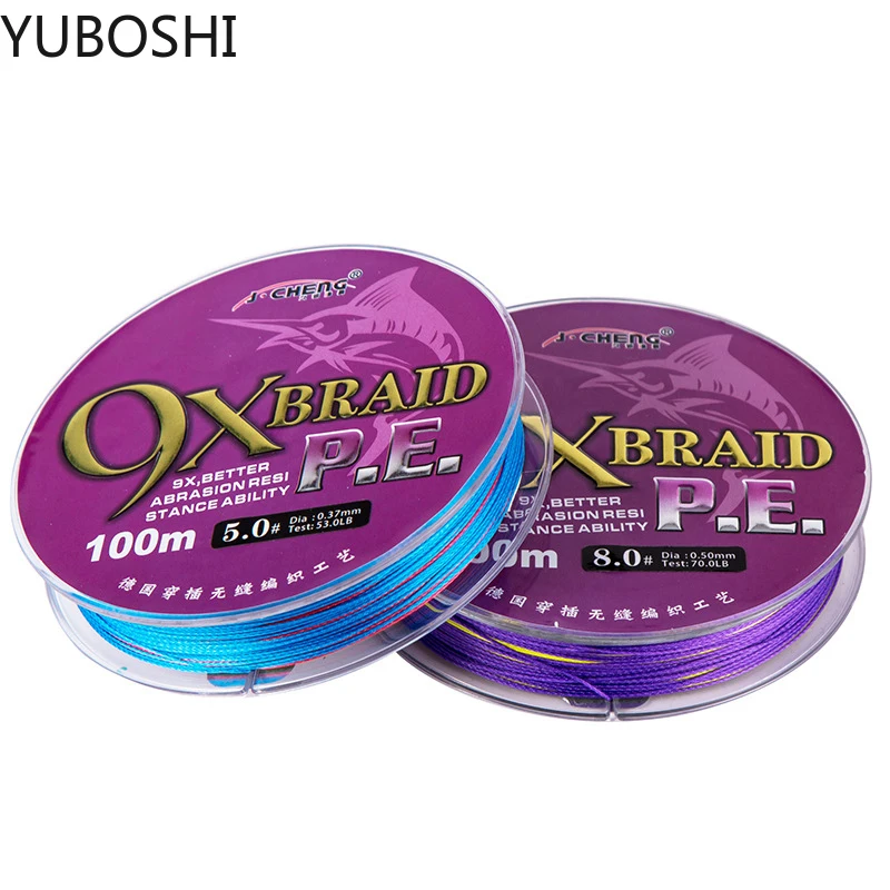 

YUBOSHI 100M Super Smooth Sea Bass Fishing Line 0.20mm-0.60mm 9-Strand Braided Japanese PE Multifilament Line