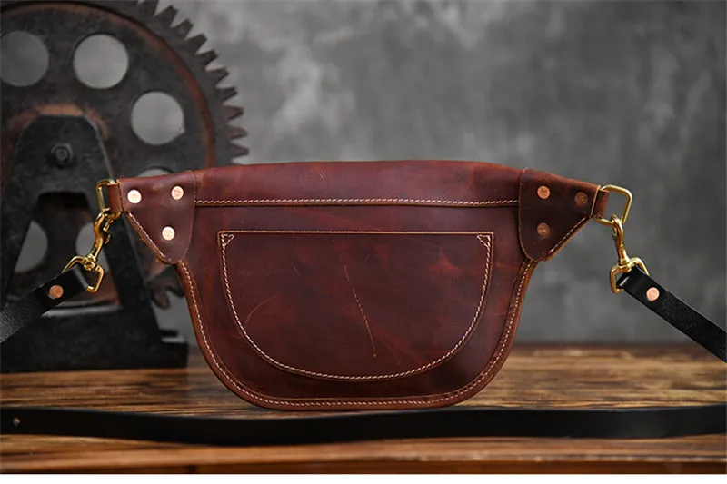 Retro fashion high quality natural genuine leather men's chest bag casual designer youth summer sports lightweight diagonal bag