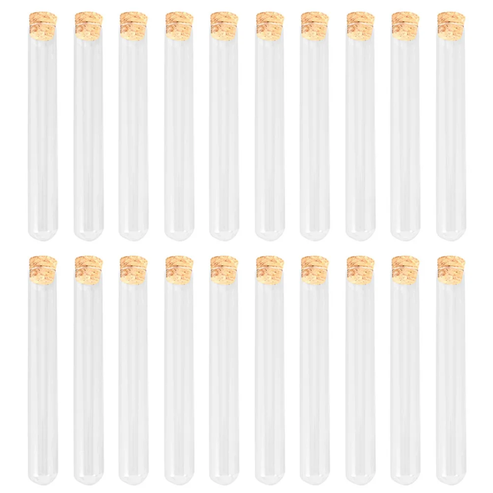 

20 Pcs Clear Container Test Tube Glass Propagation Tubes Chewing Gum Scientific Lids