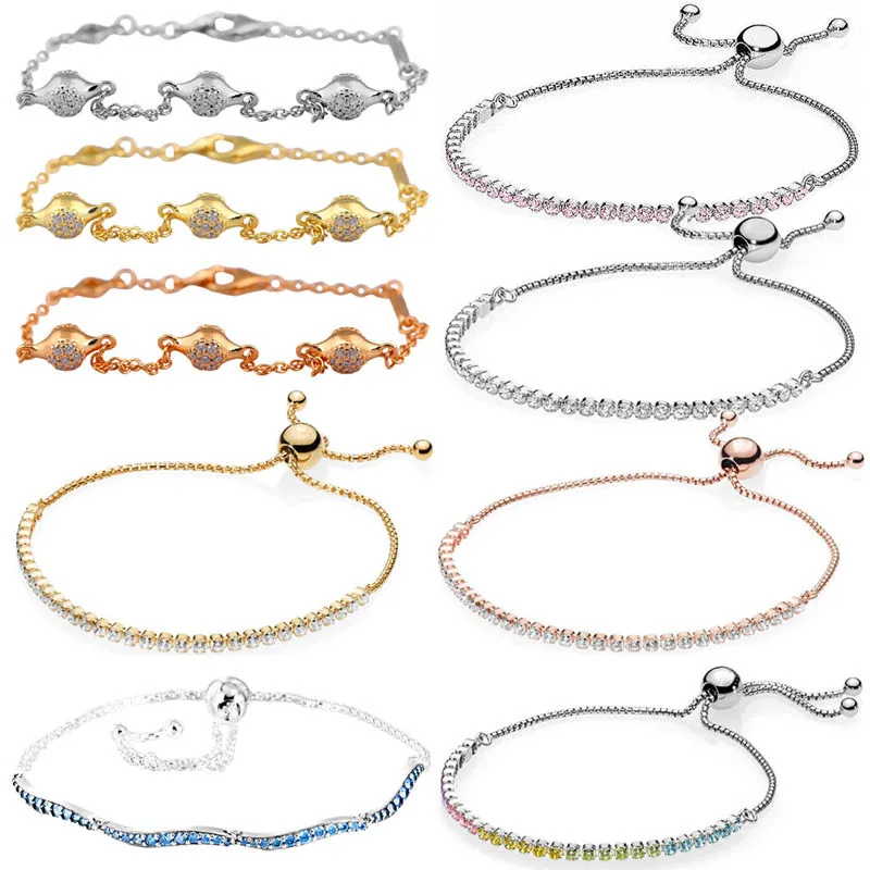 

Женский серебряный Современный браслет-слайдер для тенниса