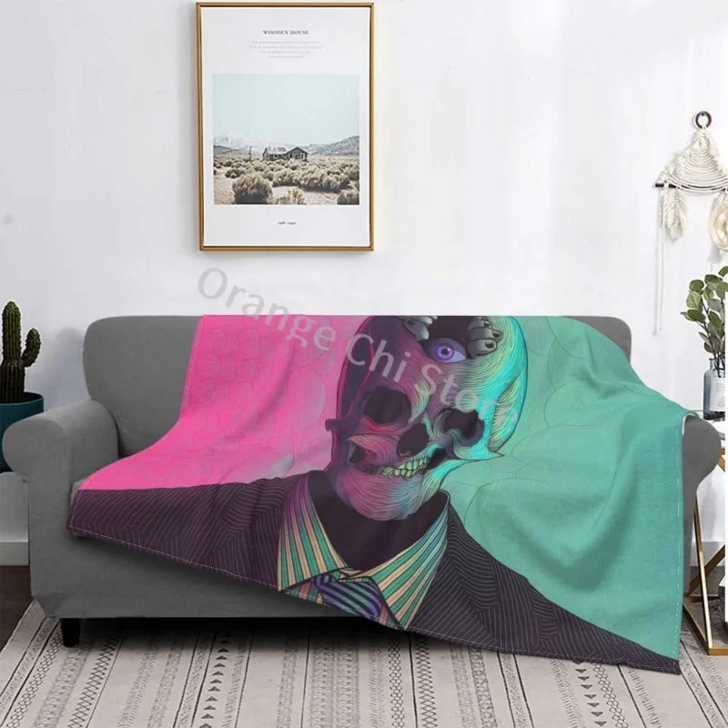 

Skull Knitted Blanket Multifunctional Flannel Blanket Bed Sofa Upholstered Lightweight Bedspread