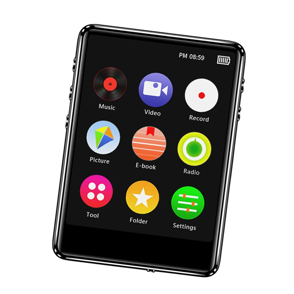 

Mp3-плеер с Bluetooth, музыкальный плеер с 2 дюймовым экраном, полностью сенсорным экраном, металлический, без потерь, поддерживает электронную книгу, серебристый, 16 ГБ