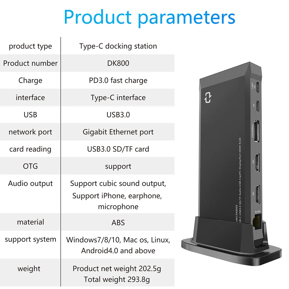 13 in 1 Type C HUB USB 3.0 Vertical Dock Station USB-C Splitter TF Reader PD 100W RJ45 4K DisplayPort DP HDMI-compatible Adapter images - 6