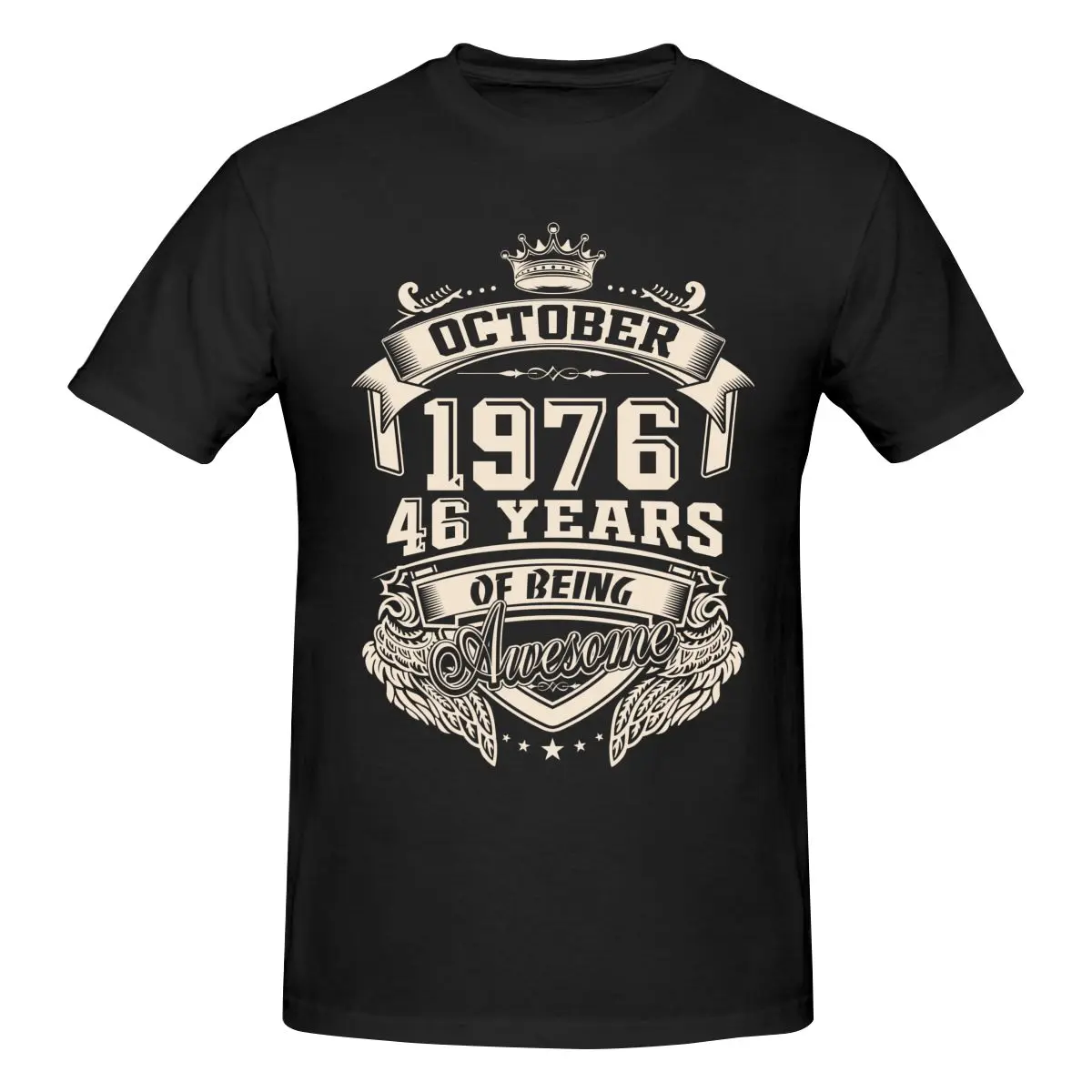 

October 1976 46 T Shirt Cotton Crewneck Short Sleeve Custom Anime Shirt Awesome Birthday Gift
