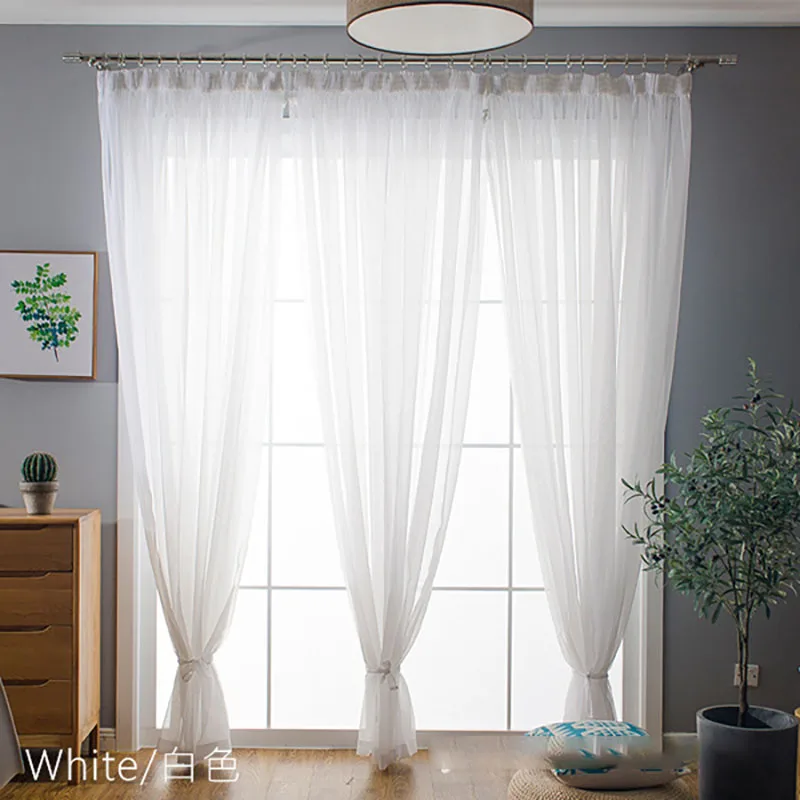 

Solid Color Tulle Sheer Chiffon Window Curtains for Living Room the Bedroom Modern Tulle Voile Organza Curtains Fabric Drapes