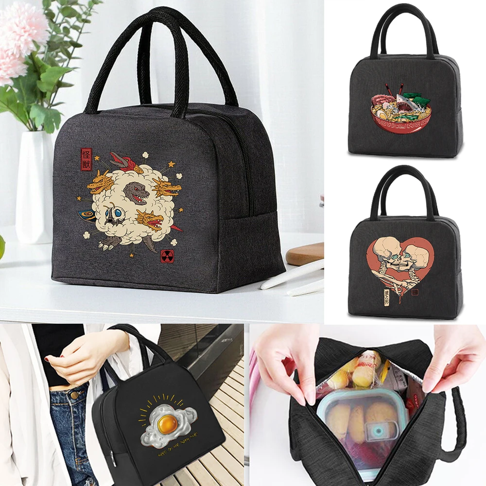 

Lunch Bag Insulated Thermal Bags Lunch Box for Women Kids Cooler Food Organizer Japan Print Picnic Portable Lunch Packet Handbag