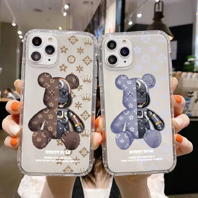 

Cute Bear Transparent Case For iPhone 11 Pro X Xr Xs 11 12 13 Max Pro Mini SE 2020 8 Plus 7 7P 6 6s Hcel Silicone Coque