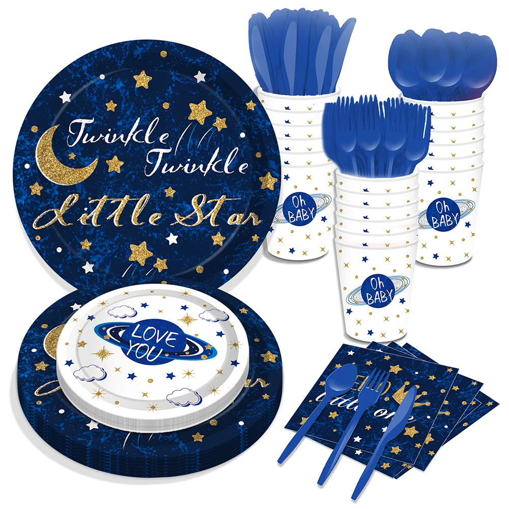 

Children Song Twinkle Twinkle Little Star Moon ONE First Birthday Party Disposable Tableware Sets Plates Napkins Oh Baby Party
