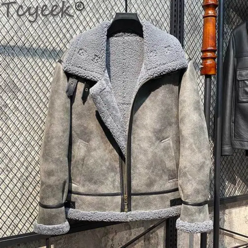 

Men's Fur Coats Original Sheepskin Fur Coat Winter Men Real Fur Jackets Thickened Warm Biker Clothes Genuine Leather Jacket FCY