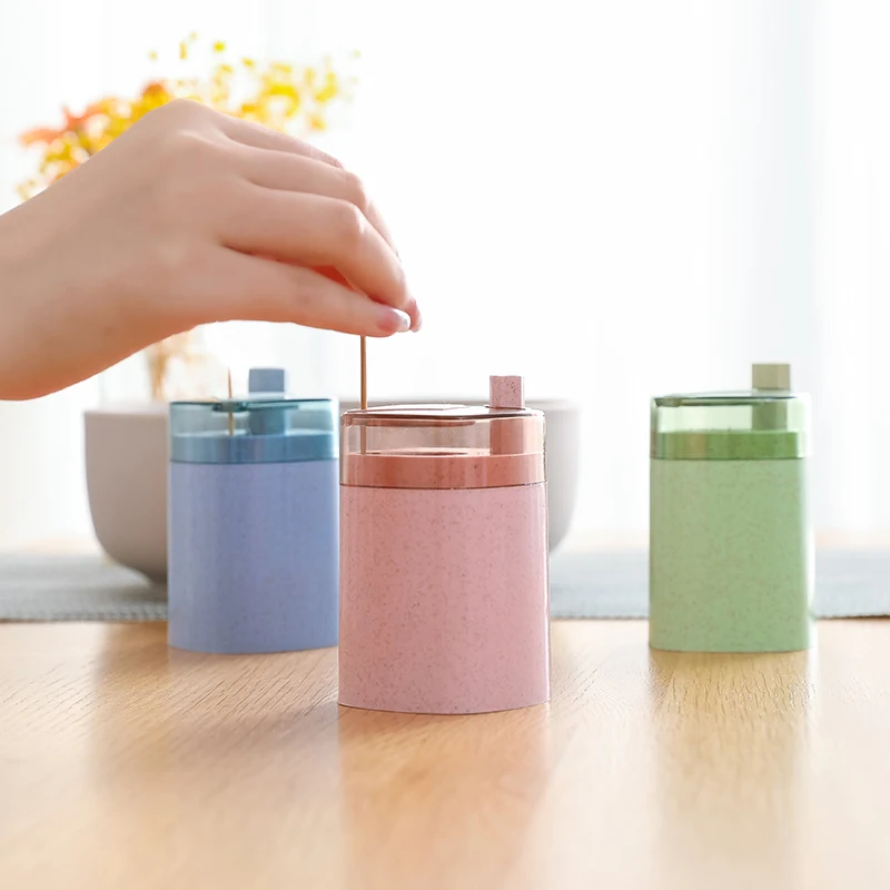 

Automatic Toothpick Holder Container Wheat Straw Household Table Toothpick Storage Box Toothpick Dispenser Popular