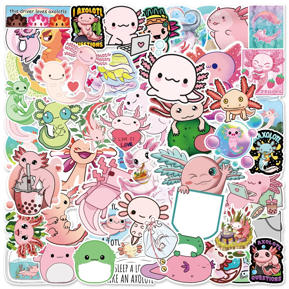 10/50 шт. милые Мультяшные наклейки Axolotl с граффити украшения для автомобиля