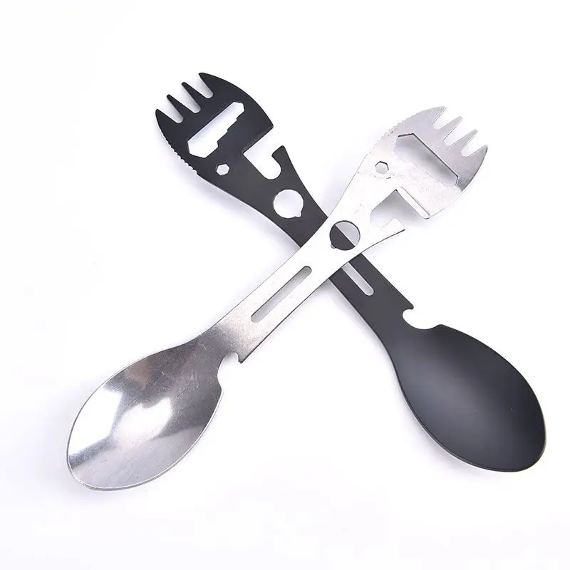 Купи Camping Fork Spoon Multi Function Spoon 5 In 1 Integrated Fork Spoon Outdoor Fork Spoon Picnic Cutting Knife Bottle Can Opener за 166 рублей в магазине AliExpress