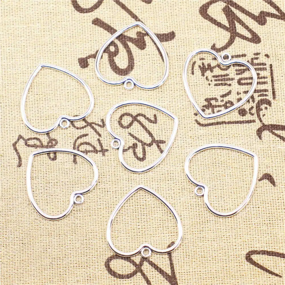 

10pcs Antique Silver Color 29x30mm Hollow Peach Heart Charms Handmade Jewerly Diy