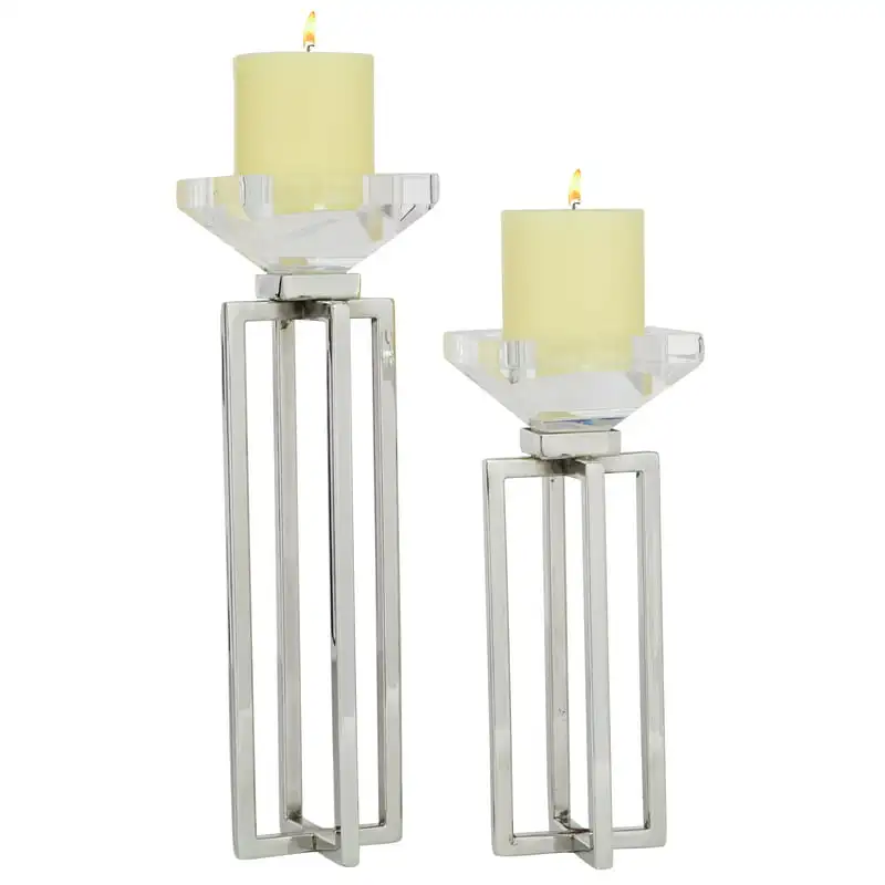 

Candle Silver Stainless Steel Candle Holder, Set of 2