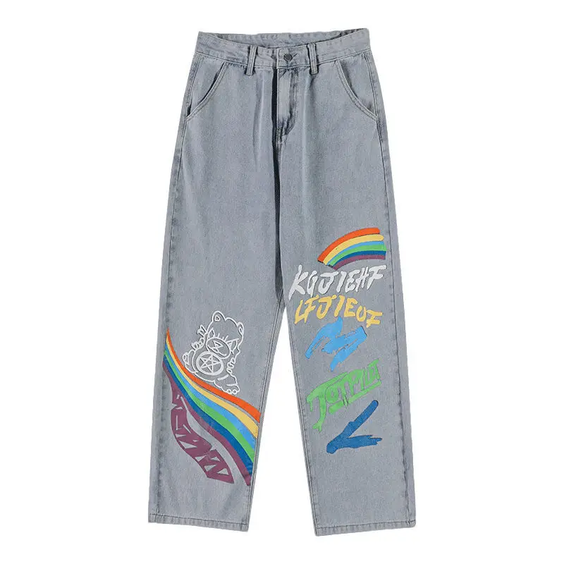 

Y2k Men Baggy Jeans Graffiti Denim Trousers Streetwear Hip Hop Women Vintage Oversized Casual Pants Harajuku High Street Jean