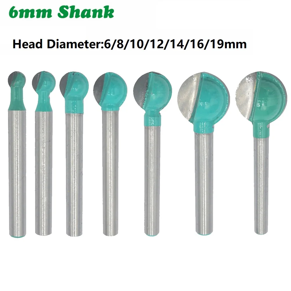 

1 Pcs Carving Router Bit W/6mm Shank Ball Nose Round Bit Cove Milling Bit Radius Core For Woodworking Tools Accessories