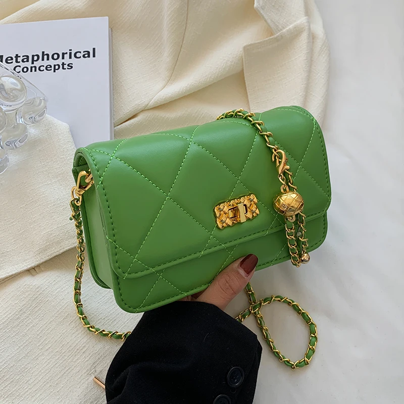 

2022 New Chain Mini Clutch PU Leather Flap Crossbody Shoulder Sling Bag for Women Summer Fashion Brand Handbags and Purses