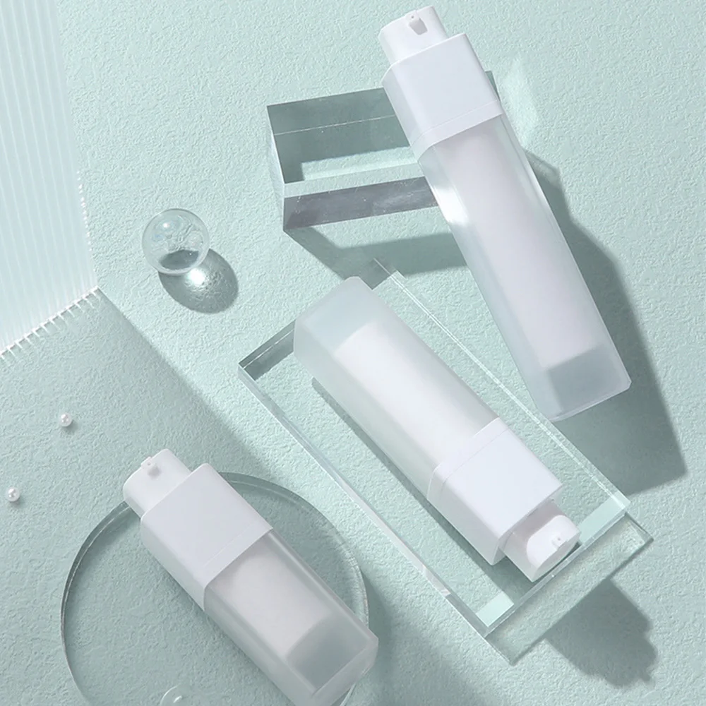 

15ml 30ml 50ml Airless Pump Spray Bottle Cosmetic Container Clear and Frosted Double-layer Thickened Square Lotion Empty Bottle