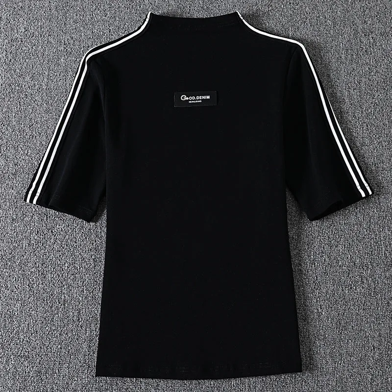 The new female half high collar short sleeve T-shirt cotton thin render unlined upper garment