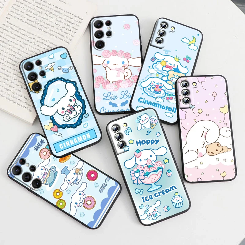 

Cinnamoroll Cartoon Dog For Samsung Galaxy S23 S22 S21 S20 Ultra Plus Pro S10 S9 S8 S7 4G 5G Silicone Soft Black Phone Case Capa