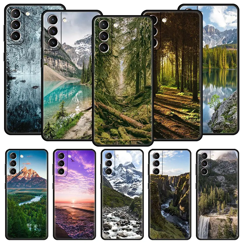 

Forest Beach DIY Nature scenery Phone Case For Samsung Galaxy S23 S22 Ultra S20 S21 FE 5G S10 S9 Plus S10E S8 S7 Edge Soft Cover