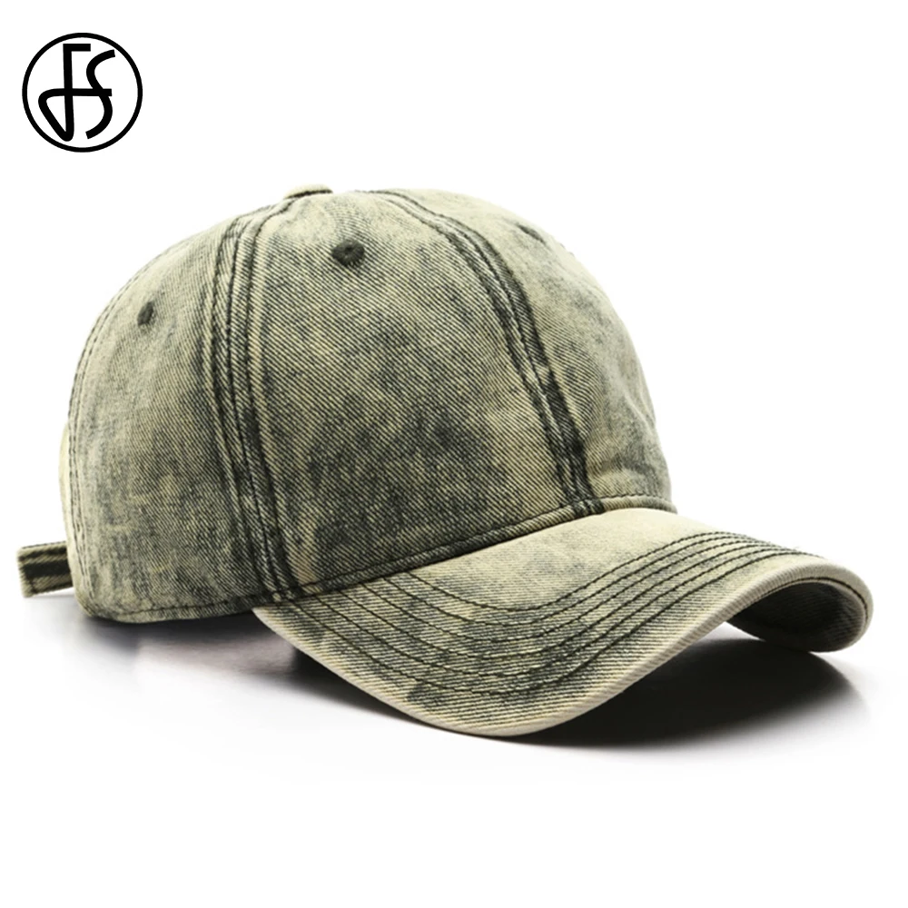 

FS 2023 ВИНТАЖНАЯ ДЖИНСОВАЯ бейсбольная кепка для мужчин, черная, зеленая Летняя женская кепка, омытая Кепка в американском уличном стиле, Кепка для водителя грузовика, Gorras Hombre
