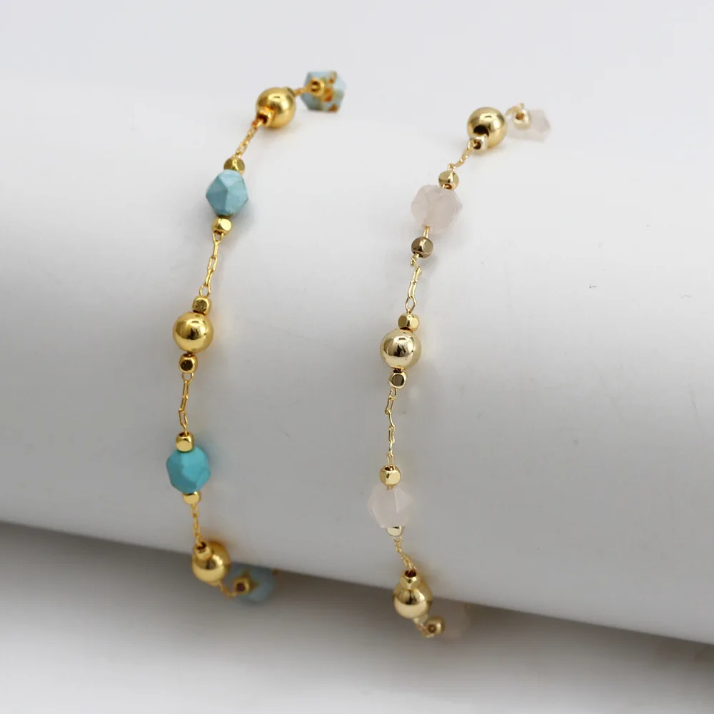 

S2957 Fashion Jewelry Women Cushed Stone Beaded Anklet Lady Chain Anklets