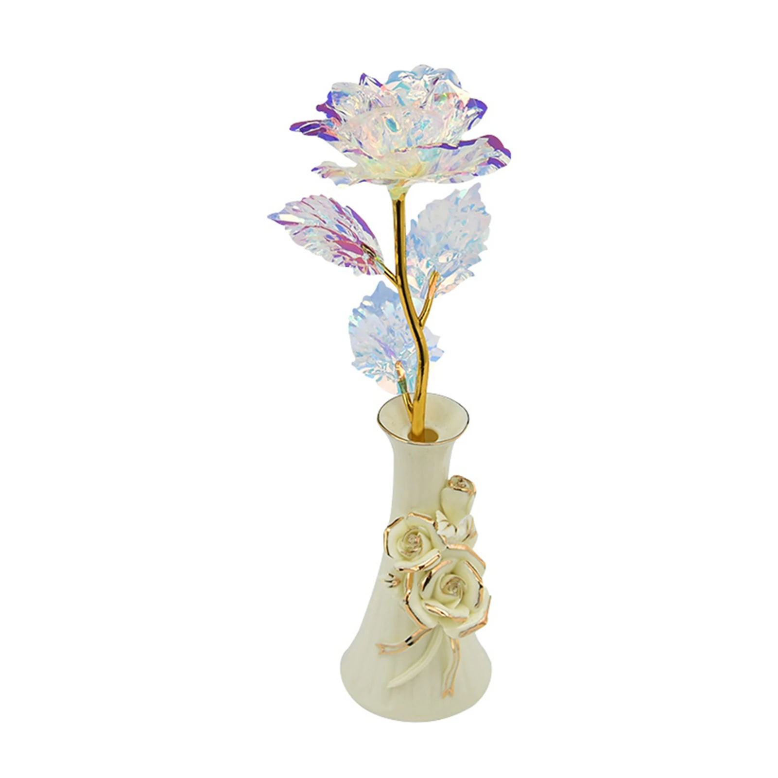 

Mom Wife Home Decor Gold Rose Desktop Forever Love Ornament Valentines Day Wedding Anniversary Artificial Flower With Gift Box