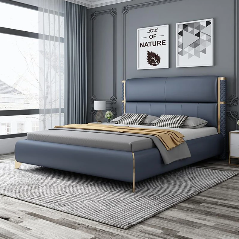 Современная простая дизайнерская двуспальная кровать винтажная